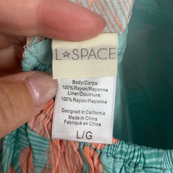 L' SPACE Connie Romper In Bungalow Palm Print Multicolor Lightweight Sz L - Picture 5 of 5